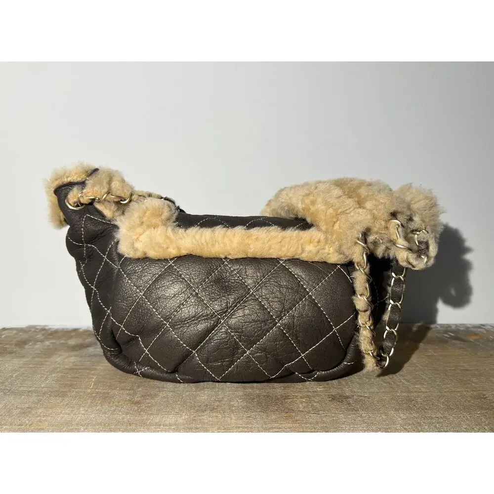 Vintage Chanel Small Shearling Accordion Flap Bag - Picture 5 of 10